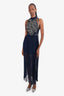 Jason Wu Navy Beaded Belted Maxi Dress Size 0