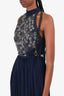 Jason Wu Navy Beaded Belted Maxi Dress Size 0