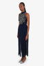 Jason Wu Navy Beaded Belted Maxi Dress Size 0