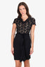 Roland Mouret Black Crepe & Lace Draped Harmon Dress Size 4