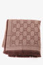 Gucci Brown Monogram Wool Scarf