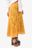 MaxMara Yellow Eyelet Midi Skirt Size 10