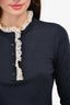 Sandro Black/White Lace Detail Long Sleeve Sweater Size 2