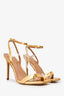 Sam Edelman Gold Crinkled Leather Strappy Heels Size 36.5