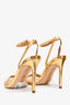 Sam Edelman Gold Crinkled Leather Strappy Heels Size 36.5