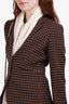 Max Mara Brown/Black Wool Checkered Blazer Size 2