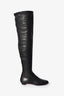 Jimmy Choo Black Leather Knee High Boots Size 37.5