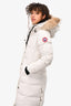 Canada Goose White Rowley Fur Hooded Long Down Coat Size XS