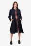 Lanvin Navy Wool Cinch Waisted Coat Size 38