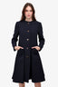 Lanvin Navy Wool Cinch Waisted Coat Size 38