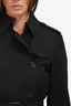 Burberry Black Double Breasted Trench Coat With Belt Size 6 US