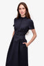 Christian Dior Navy Wool Mock Neck Belted Midi Dress Size 6 US