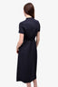 Christian Dior Navy Wool Mock Neck Belted Midi Dress Size 6 US