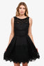 Oscar De La Renta 2015 Black Lace Belted Dress Size 6