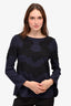 Chloe Navy/Black Lace Embellished Top Size 38