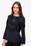 Chloe Navy/Black Lace Embellished Top Size 38