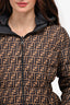 Fendi Black/Brown Zucca Print Reversible Belted Puffer Jacket Size 42