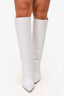 Retrofete 2024 White Leather Knee High 'Frida' Heeled Boots Size 38.5