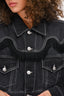 Ganni Black Denim Fringe Detailed Cropped Jacket Size 34