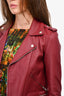 Maje Burgundy Leather Biker Jacket Size 36