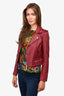 Maje Burgundy Leather Biker Jacket Size 36