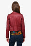 Maje Burgundy Leather Biker Jacket Size 36