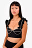 Area Black/Crystal Embellished Ruffle Crop Top Size 2