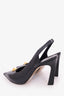 Valentino Black Leather One Rockstud Slingback Heels Size 39