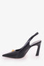 Valentino Black Leather One Rockstud Slingback Heels Size 39