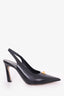 Valentino Black Leather One Rockstud Slingback Heels Size 39