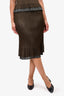 Pleats Please by Issey Miyake Brown/Grey Midi Skirt Est. Size XS