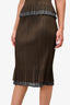 Pleats Please by Issey Miyake Brown/Grey Midi Skirt Est. Size XS