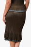 Pleats Please by Issey Miyake Brown/Grey Midi Skirt Est. Size XS