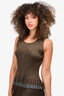 Pleats Please by Issey Miyake Brown/Grey Tank Top Est. Size XS