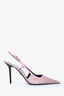 Versace Pink Canvas Logo Slingback Heels Size 41