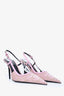 Versace Pink Canvas Logo Slingback Heels Size 41