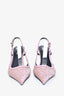 Versace Pink Canvas Logo Slingback Heels Size 41