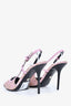 Versace Pink Canvas Logo Slingback Heels Size 41