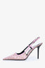 Versace Pink Canvas Logo Slingback Heels Size 41