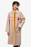 Miu Miu Beige/Red Striped Coated Mac Rain Coat with Cat Size 38