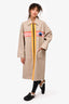 Miu Miu Beige/Red Striped Coated Mac Rain Coat with Cat Size 38