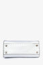 Fendi Silver Grained Leather Mini Selleria Peekaboo Top Handle with Strap