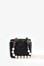 Pre-Loved Chanel™ 2021 Black Lambskin Mini Pearl Strap Vanity Case