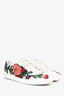 Gucci White Leather Flower Embroidered Ace Sneakers Size 36