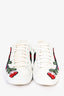 Gucci White Leather Flower Embroidered Ace Sneakers Size 36