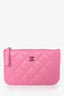 Pre-Loved Chanel™  2021 Pink Lambskin Mini O Case Pouch