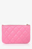 Pre-Loved Chanel™  2021 Pink Lambskin Mini O Case Pouch