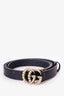 Gucci Black Leather Pearl Accent GG Belt Size 85.34