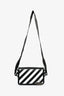 Off-White Black/White Stripe Leather Binder Clip Crossbody Bag