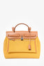 Hermès 2024 Brown Leather Yellow Canvas Herbag 31 with Pouch